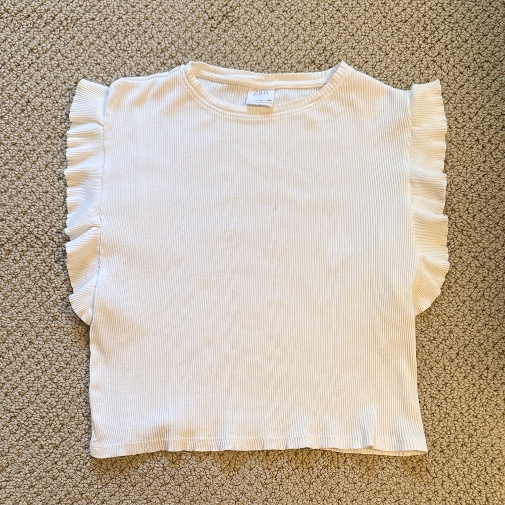 Zara Kids Ivory Ruffle Sleeve Blouse